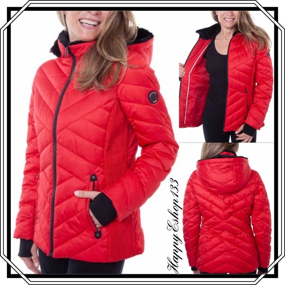 Nautica Womens Hooded Puffer Jacket 